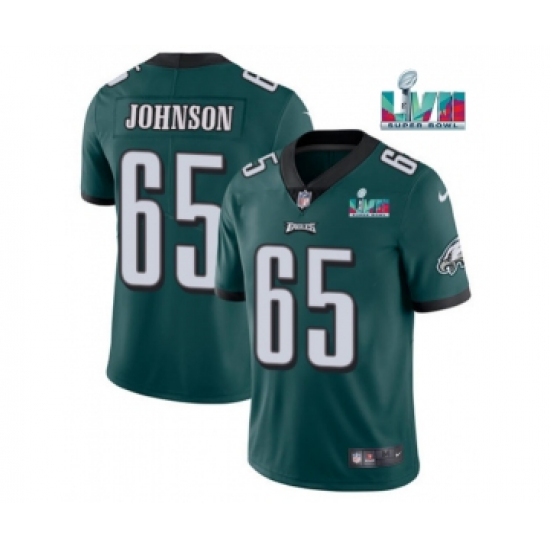 Men's Philadelphia Eagles #65 Lane Johnson Green Super Bowl LVII Patch Vapor Untouchable Limited Stitched Jersey - Ujersey