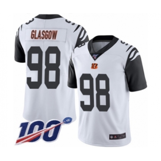 Men's Cincinnati Bengals #98 Ryan Glasgow Limited White Rush Vapor Untouchable 100th Season Football Jersey - Ujersey