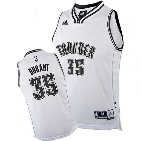 Men's Adidas Oklahoma City Thunder #35 Kevin Durant Swingman White on White NBA Jersey - Ujersey