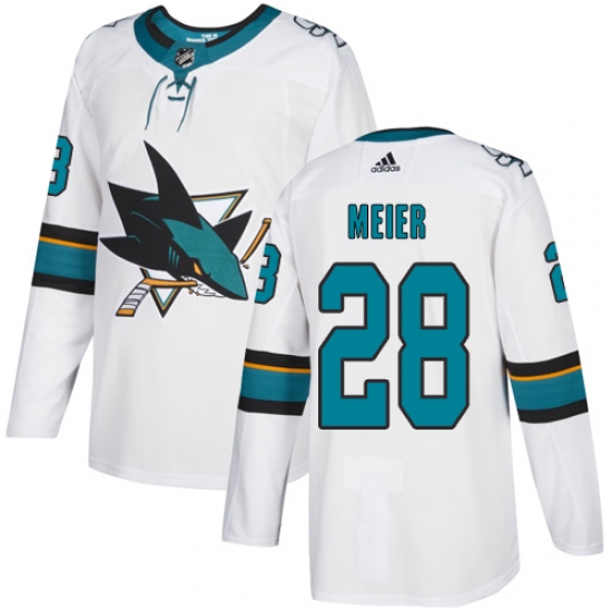 Men's Adidas San Jose Sharks #28 Timo Meier White Road Authentic Stitched NHL Jersey - Ujersey