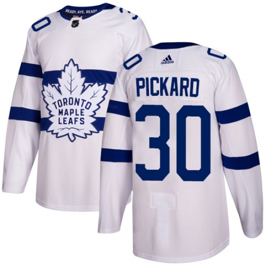 Men's Adidas Toronto Maple Leafs #30 Calvin Pickard Authentic White 2018 Stadium Series NHL Jersey - Ujersey