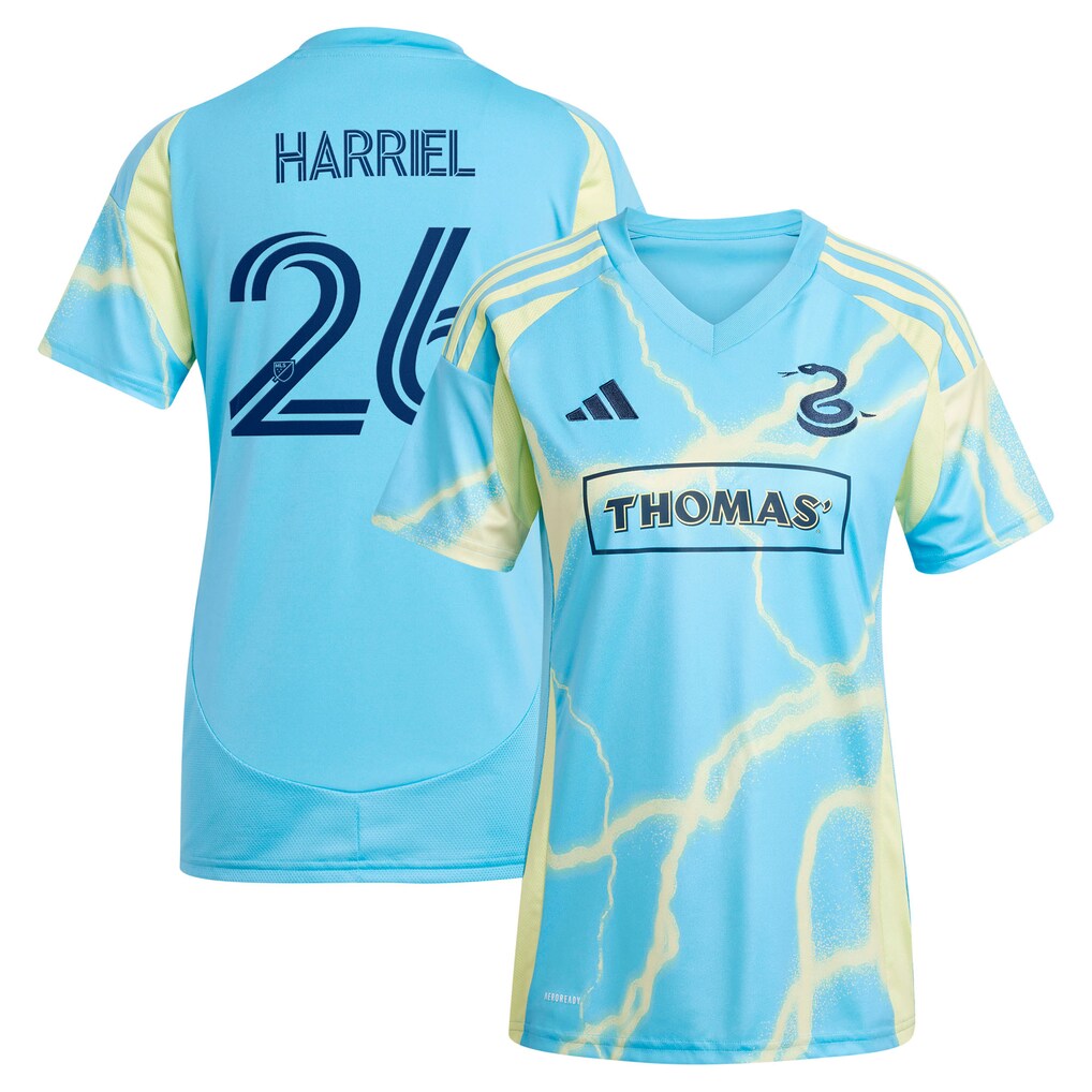 Women's Philadelphia Union Nathan Harriel adidas Blue 2025 The Voltage Kit Replica Jersey - Ujersey