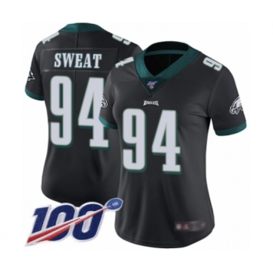 Women's Philadelphia Eagles #94 Josh Sweat Black Alternate Vapor Untouchable Limited Player 100th Season Football Jersey - Ujersey