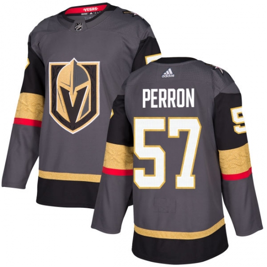 Men's Adidas Vegas Golden Knights #57 David Perron Premier Gray Home NHL Jersey - Ujersey
