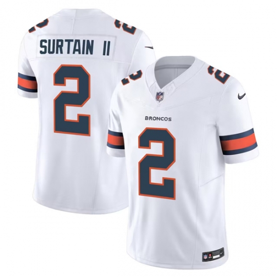 Men's Denver Broncos #2 Pat Surtain II White 2024 Draft F.U.S.E. Vapor Limited Stitched Jersey - Ujersey