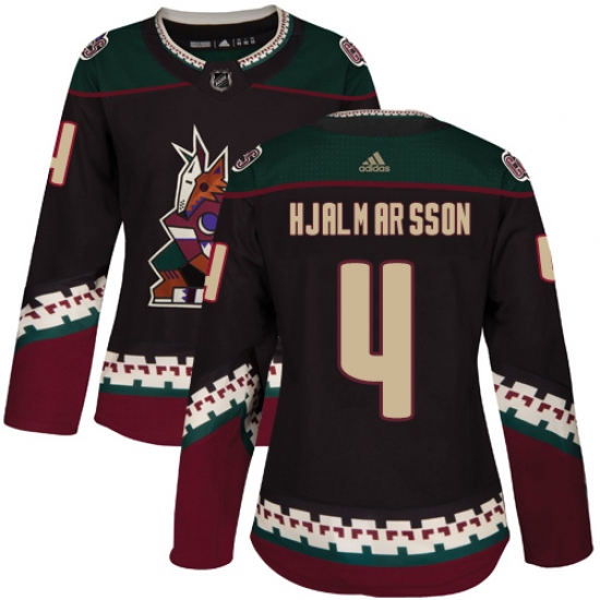Women's Adidas Arizona Coyotes #4 Niklas Hjalmarsson Premier Black Alternate NHL Jersey - Ujersey