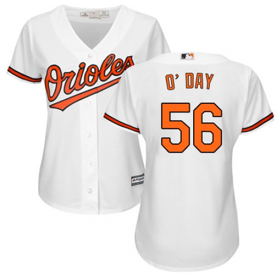 Women's Majestic Baltimore Orioles #56 Darren O'Day Authentic White Home Cool Base MLB Jersey - Ujersey