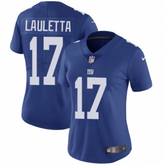 Women's Nike New York Giants #17 Kyle Lauletta Royal Blue Team Color Vapor Untouchable Limited Player NFL Jersey - Ujersey