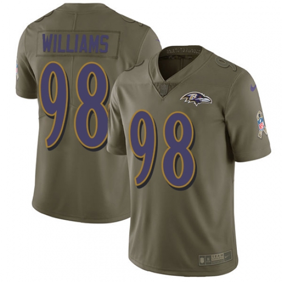 Men's Nike Baltimore Ravens #98 Brandon Williams Limited Olive 2017 Salute to Service NFL Jersey - Ujersey
