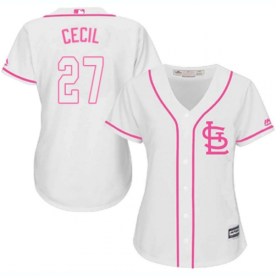 Women's Majestic St. Louis Cardinals #27 Brett Cecil Authentic White Fashion Cool Base MLB Jersey - Ujersey
