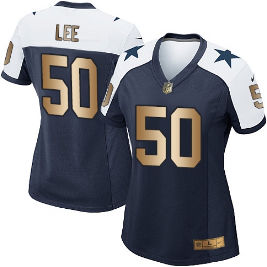 Women's Nike Dallas Cowboys #50 Sean Lee Elite Navy/Gold Throwback Alternate NFL Jersey - Ujersey