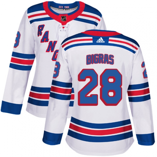Women's Adidas New York Rangers #28 Chris Bigras Authentic White Away NHL Jersey - Ujersey