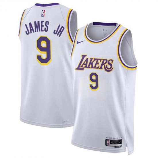 Men's Los Angeles Lakers #9 Bronny James Jr. White 2024 Draft Association Edition Stitched Basketball Jersey - Ujersey