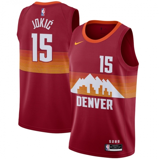 Men's Denver Nuggets #15 Nikola Jokic Nike Red 2020-21 Swingman Player Jersey - Ujersey