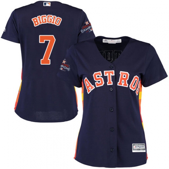 Women's Majestic Houston Astros #7 Craig Biggio Authentic Navy Blue Alternate 2017 World Series Champions Cool Base MLB Jersey - Ujersey