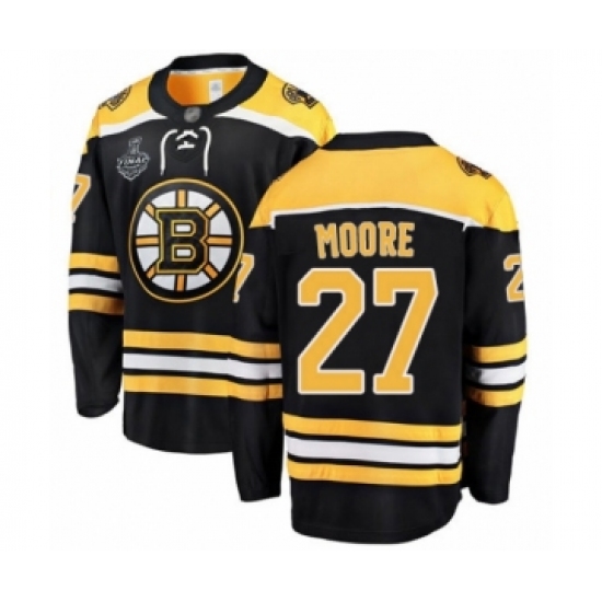 Men's Boston Bruins #27 John Moore Authentic Black Home Fanatics Branded Breakaway 2019 Stanley Cup Final Bound Hockey Jersey - Ujersey