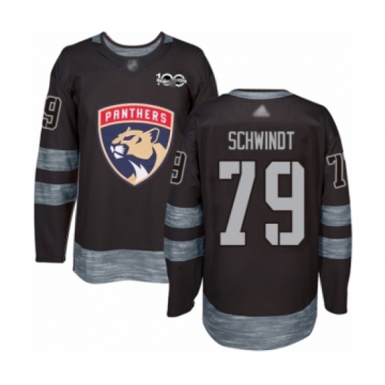 Men's Florida Panthers #79 Cole Schwindt Authentic Black 1917-2017 100th Anniversary Hockey Jersey
