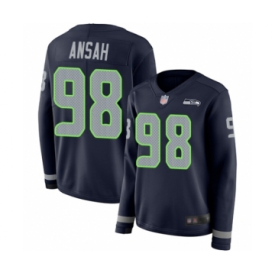 Women's Seattle Seahawks #98 Ezekiel Ansah Limited Navy Blue Therma Long Sleeve Football Jersey - Ujersey