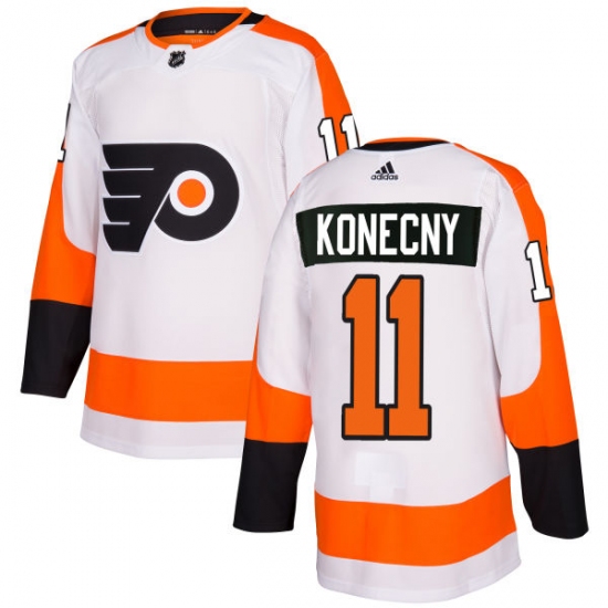 Men's Adidas Philadelphia Flyers #11 Travis Konecny Authentic White Away NHL Jersey - Ujersey