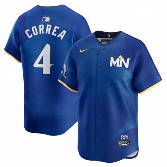 Men's Minnesota Twins #4 Carlos Correa Royal 2024 City Connect Limited Stitched Baseball Jersey - Ujersey
