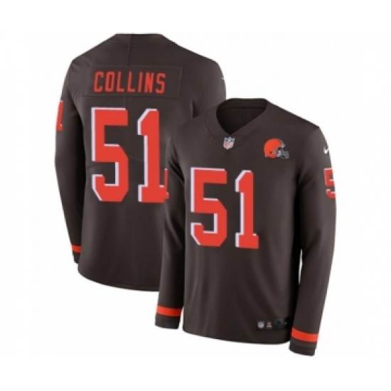 Youth Nike Cleveland Browns #51 Jamie Collins Limited Brown Therma Long Sleeve NFL Jersey - Ujersey