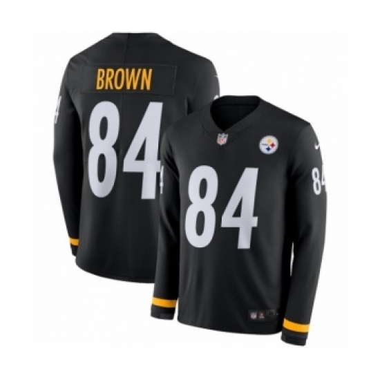 Youth Nike Pittsburgh Steelers #84 Antonio Brown Limited Black Therma Long Sleeve NFL Jersey - Ujersey