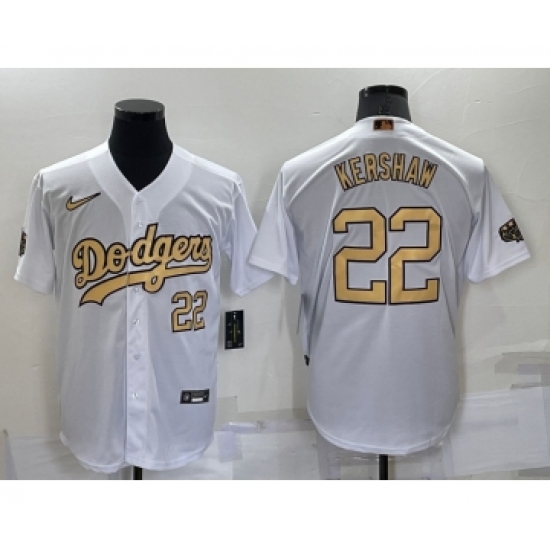 Men's Los Angeles Dodgers #22 Clayton Kershaw Number White 2022 All Star Stitched Cool Base Nike Jersey - Ujersey