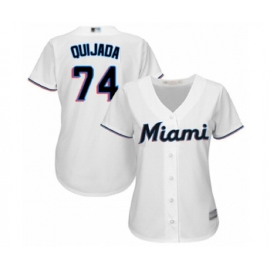 Women's Miami Marlins #74 Jose Quijada Authentic White Home Cool Base Baseball Player Jersey - Ujersey