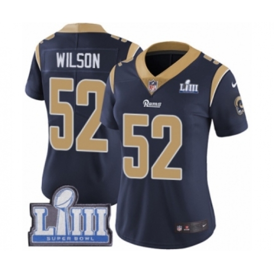 Women's Nike Los Angeles Rams #52 Ramik Wilson Navy Blue Team Color Vapor Untouchable Limited Player Super Bowl LIII Bound NFL Jersey - Ujersey