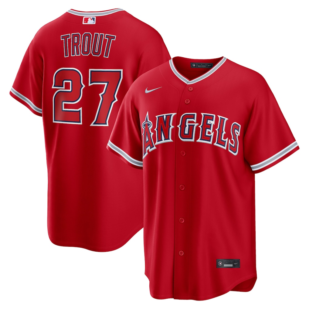 Men's Los Angeles Angels Mike Trout Nike Red Alternate Replica Jersey - Vujersey Los Angeles Rams