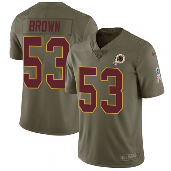Youth Nike Washington Redskins #53 Zach Brown Limited Olive 2017 Salute to Service NFL Jersey
