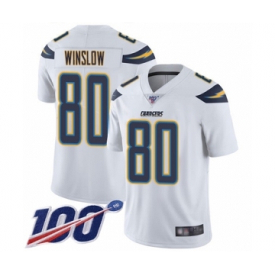 Men's Los Angeles Chargers #80 Kellen Winslow White Vapor Untouchable Limited Player 100th Season Football Jersey - Ujersey