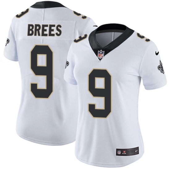 Women's Nike New Orleans Saints #9 Drew Brees White Vapor Untouchable Limited Player NFL Jersey - Ujersey