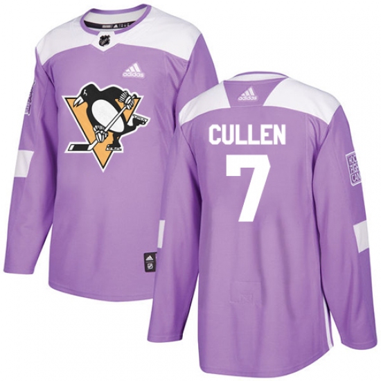 Men's Adidas Pittsburgh Penguins #7 Matt Cullen Authentic Purple Fights Cancer Practice NHL Jersey - Ujersey