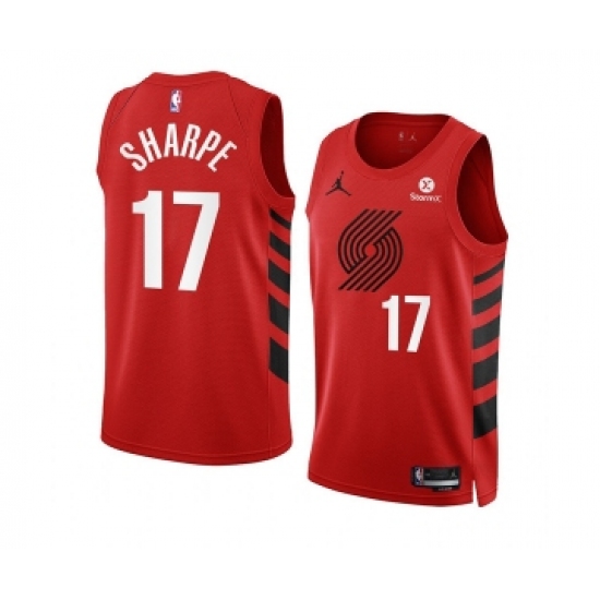 Men's Portland Trail Blazers #17 Shaedon Sharpe 2022-23 Red Statement Edition Swingman Stitched Basketball Jersey - Ujersey