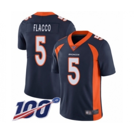 Men's Denver Broncos #5 Joe Flacco Navy Blue Alternate Vapor Untouchable Limited Player 100th Season Football Jersey - Ujersey