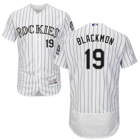 Men's Majestic Colorado Rockies #19 Charlie Blackmon White Home Flex Base Authentic Collection MLB Jersey - Ujersey