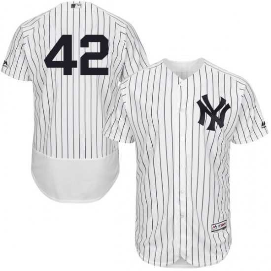 Men's Majestic New York Yankees #42 Mariano Rivera White Home Flex Base Authentic Collection MLB Jersey - Ujersey