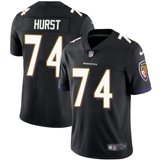 Men's Nike Baltimore Ravens #74 James Hurst Black Alternate Vapor Untouchable Limited Player NFL Jersey - Ujersey