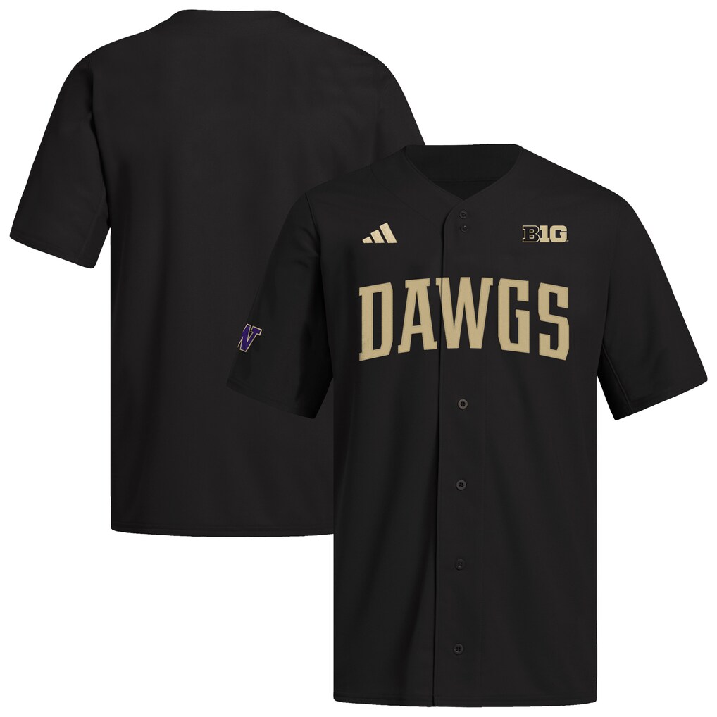 Men's adidas Black Washington Huskies Replica Baseball Jersey - Ujersey