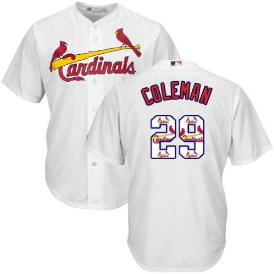 Men's Majestic St. Louis Cardinals #29 Vince Coleman Authentic White Team Logo Fashion Cool Base MLB Jersey - Ujersey
