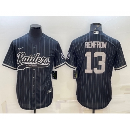 Men's Las Vegas Raiders #13 Hunter Renfrow Black With Patch Cool Base Stitched Baseball Jersey - Ujersey
