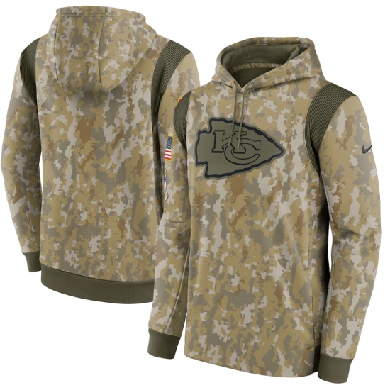 Men's Kansas City Chiefs Nike Camo 2021 Salute To Service Therma Performance Pullover Hoodie - Ujersey