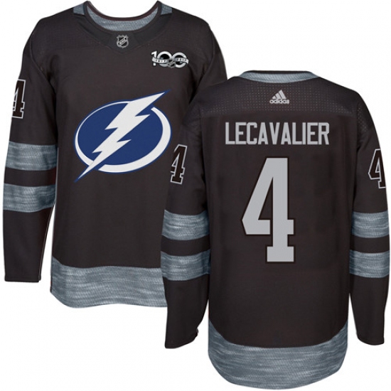 Men's Adidas Tampa Bay Lightning #4 Vincent Lecavalier Authentic Black 1917-2017 100th Anniversary NHL Jersey - Ujersey