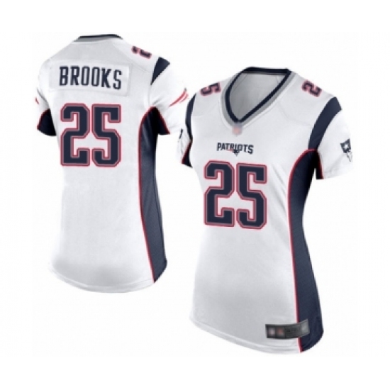 Women's New England Patriots #25 Terrence Brooks Game White Football Jersey - Ujersey