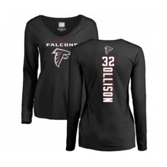 Football Women's Atlanta Falcons #32 Qadree Ollison Black Backer Long Sleeve T-Shirt - Ujersey