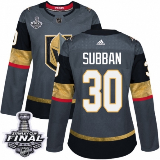 Women's Adidas Vegas Golden Knights #30 Malcolm Subban Authentic Gray Home 2018 Stanley Cup Final NHL Jersey - Ujersey