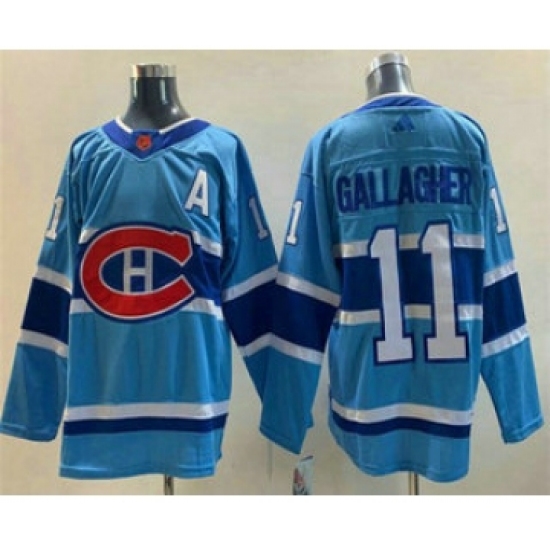 Men's Montreal Canadiens #11 Brendan Gallagher Blue 2022 Reverse Retro Stitched Jersey - Ujersey
