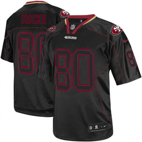 Youth Nike San Francisco 49ers #80 Jerry Rice Lights Out Black Elite NFL Jersey - Ujersey