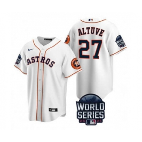 Men's Houston Astros #27 Jose Altuve 2021 White World Series Cool Base Stitched Baseball Jersey - Ujersey